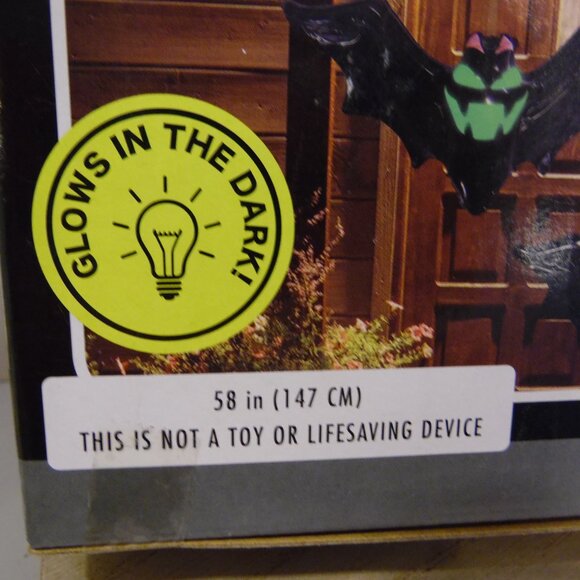 Inflatable Moon and Bats That glow in the dark 58 inches long New!! - Picture 2 of 5